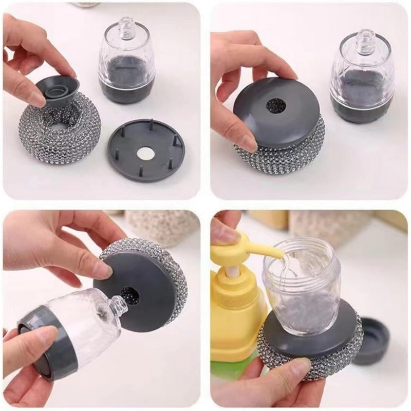 Soap-Dispensing PTE Scrubber – Heavy-Duty Kitchen Cleaning Tool