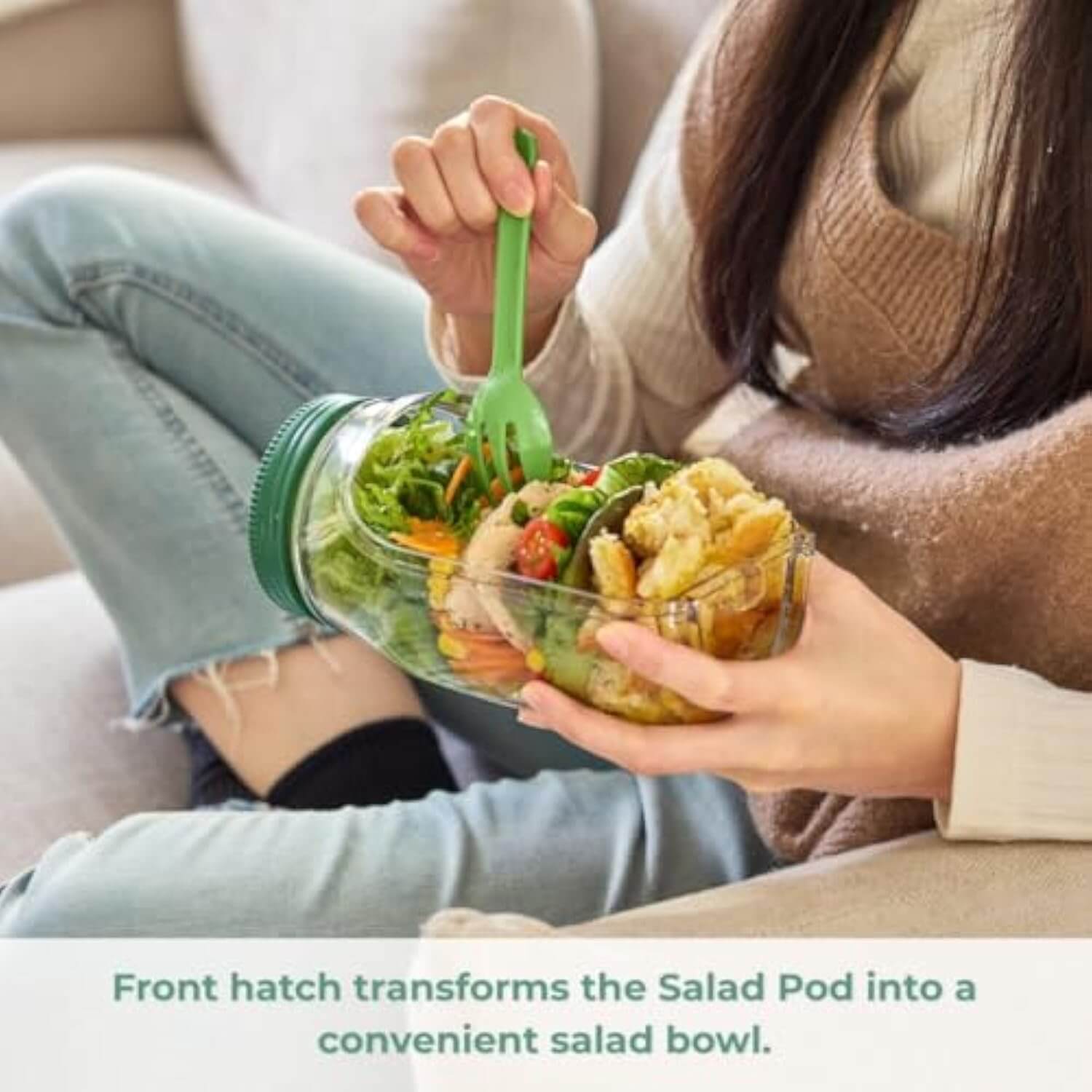 Premium Portable Salad Pod – Leakproof Lunch Container with Dressing Cup